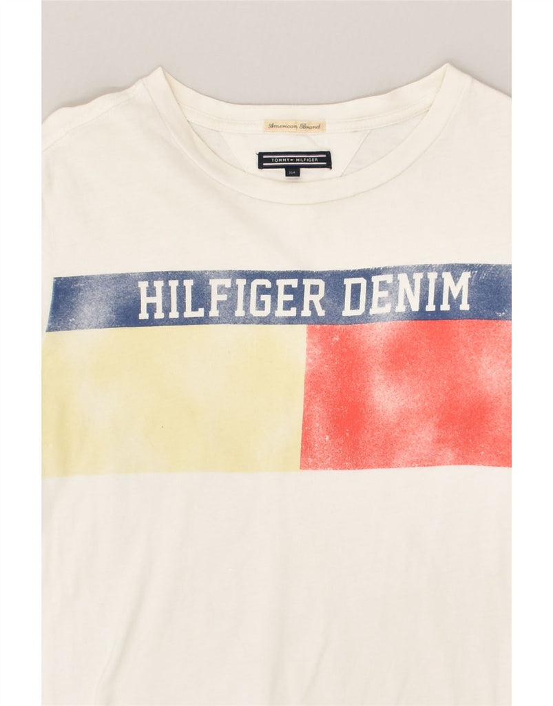 TOMMY HILFIGER Boys Graphic T-Shirt Top 13-14 Years White Cotton | Vintage Tommy Hilfiger | Thrift | Second-Hand Tommy Hilfiger | Used Clothing | Messina Hembry 