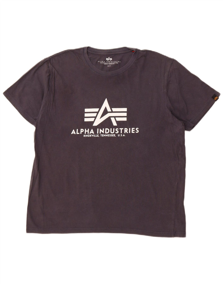 ALPHA INDUSTRIES Mens Graphic T-Shirt Top XL Navy Blue
