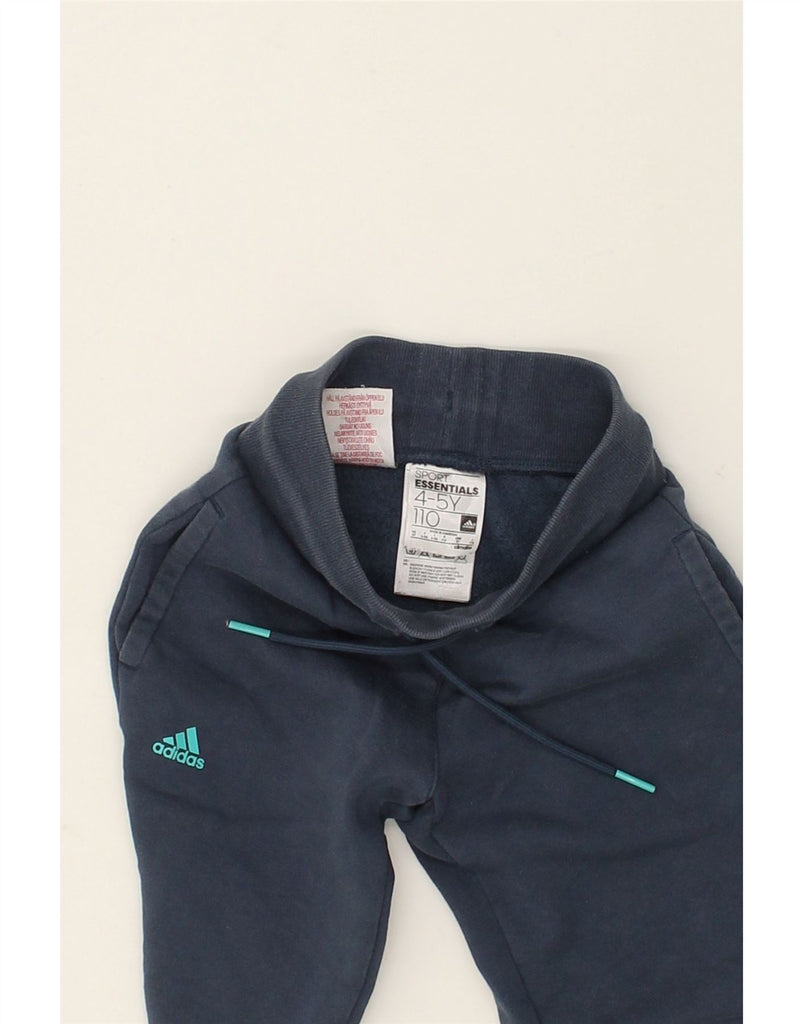 ADIDAS Boys Graphic Tracksuit Trousers Joggers 4-5 Years Navy Blue Cotton | Vintage Adidas | Thrift | Second-Hand Adidas | Used Clothing | Messina Hembry 