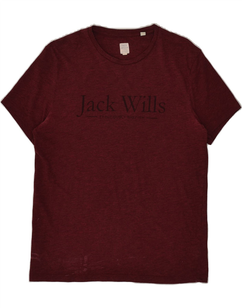 JACK WILLS Mens Graphic T-Shirt Top Medium Burgundy Cotton | Vintage Jack Wills | Thrift | Second-Hand Jack Wills | Used Clothing | Messina Hembry 