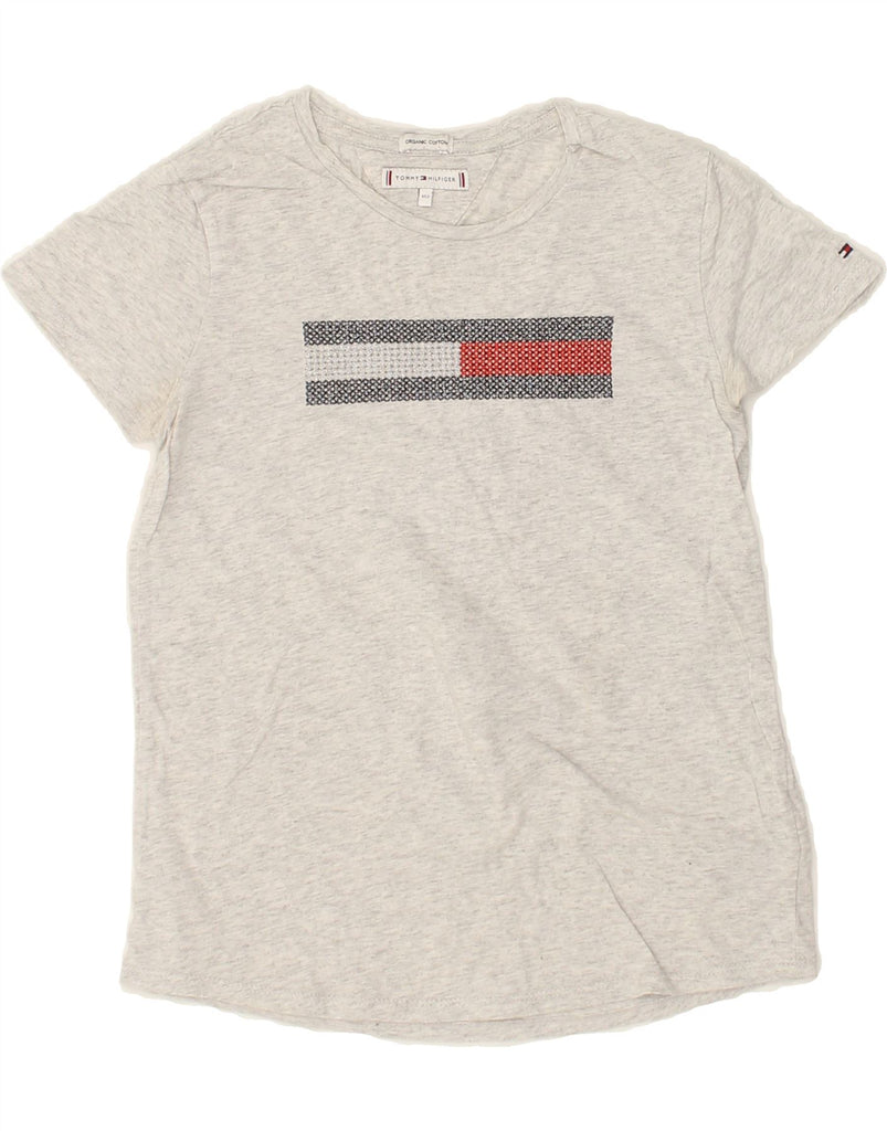 TOMMY HILFIGER Girls Graphic T-Shirt Top 11-12 Years Grey Cotton | Vintage Tommy Hilfiger | Thrift | Second-Hand Tommy Hilfiger | Used Clothing | Messina Hembry 