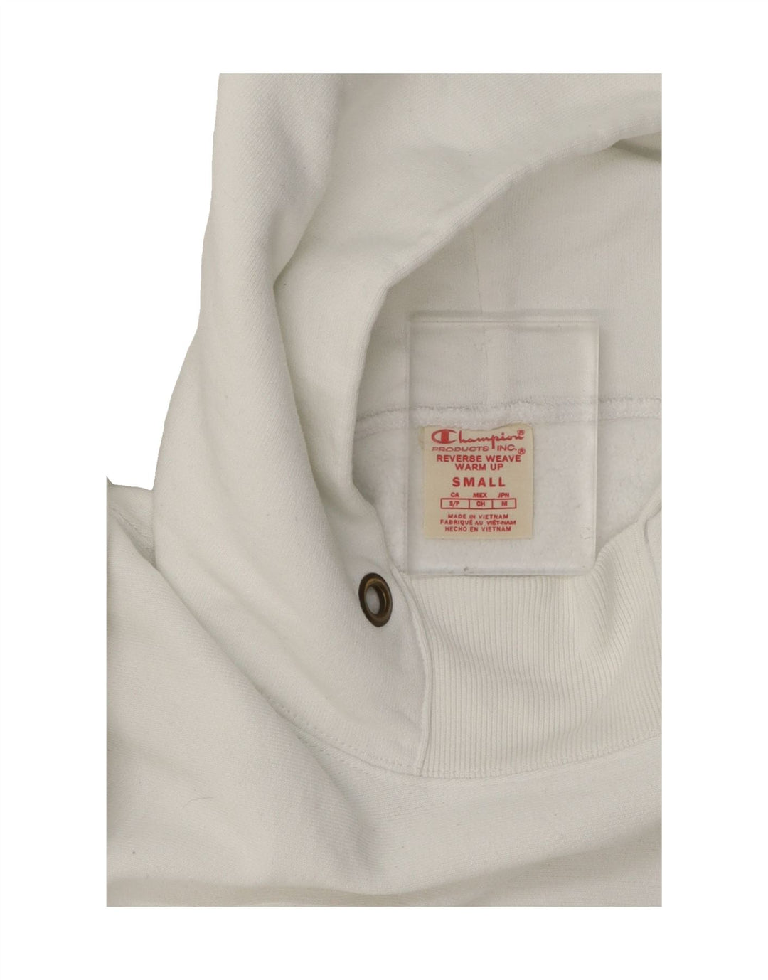 CHAMPION Mens Graphic Hoodie Jumper Small White Cotton Vintage Champion and Second-Hand Champion from Messina Hembry 