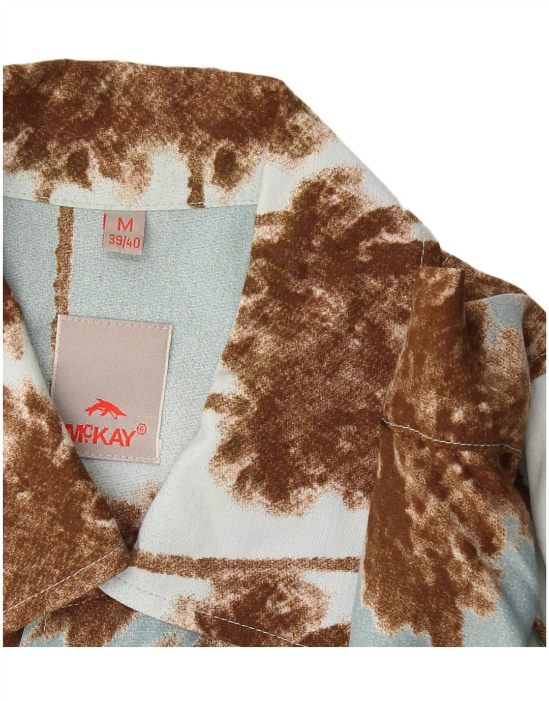 MCKAY Mens Hawaiian Short Sleeve Shirt Size 39/40 Medium Blue