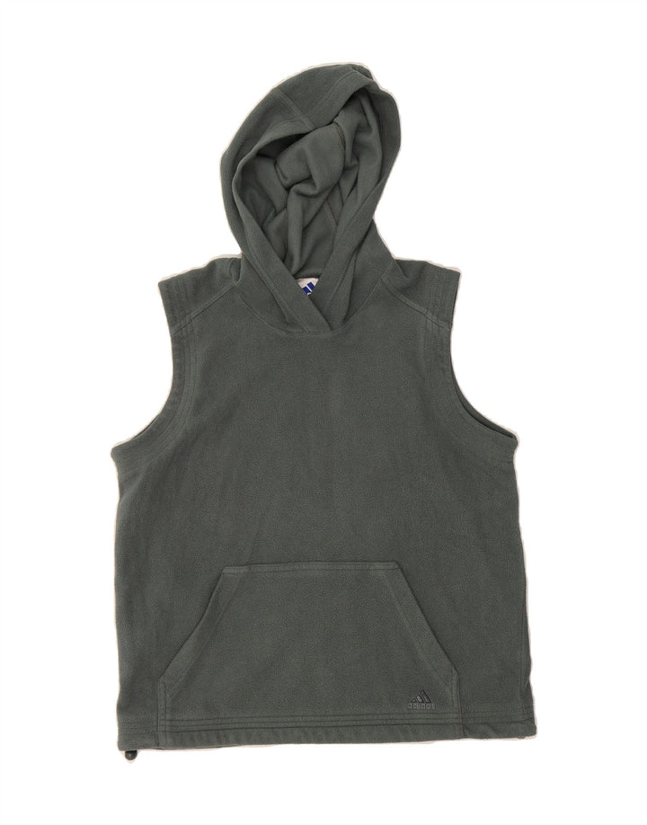 ADIDAS Womens Sleeveless Fleece Jumper UK 16 Large Grey Polyester Vintage Adidas and Second-Hand Adidas from Messina Hembry 