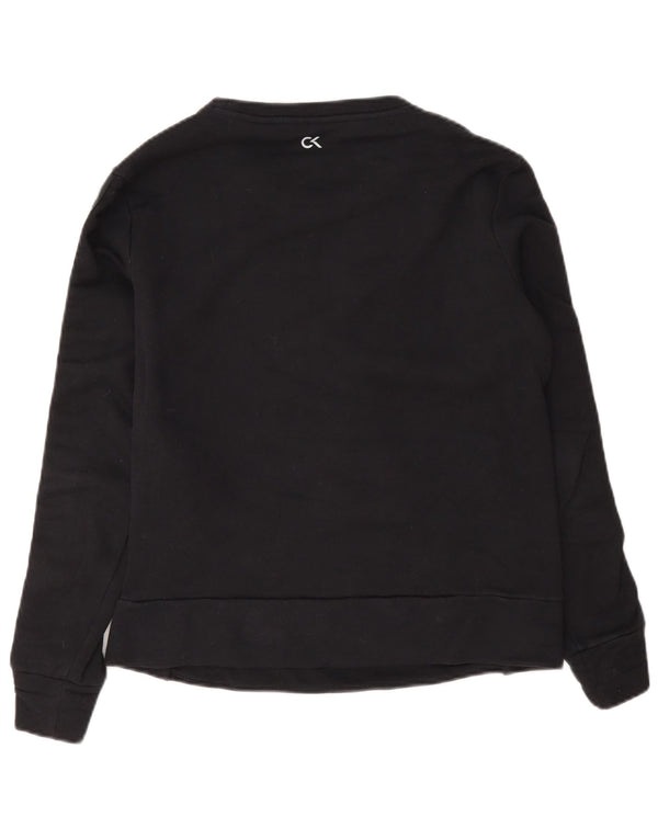 Calvin Klein Womens Graphic Sweatshirt Jumper UK 10 Small Navy Blue Cotton