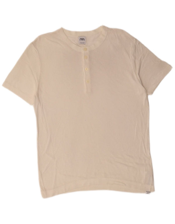 Zara Mens T-Shirt Top Large White Viscose