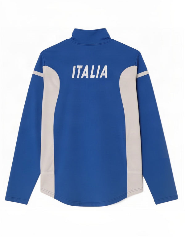 Asics Mens Zip Neck Graphic Pullover Tracksuit Top Large Blue Colourblock