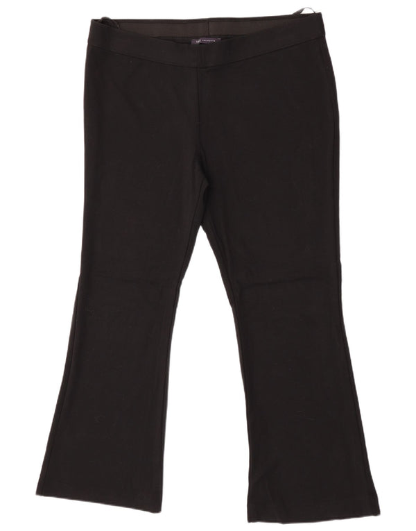 Marks & Spencer Womens Flare Casual Trousers UK 18 XL W38 L28 Black Viscose