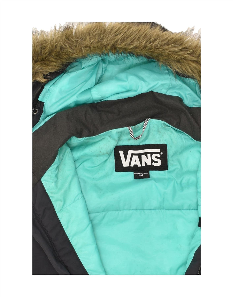 VANS Mens Hooded Padded Jacket UK 36 Small Black Nylon | Vintage Vans | Thrift | Second-Hand Vans | Used Clothing | Messina Hembry 