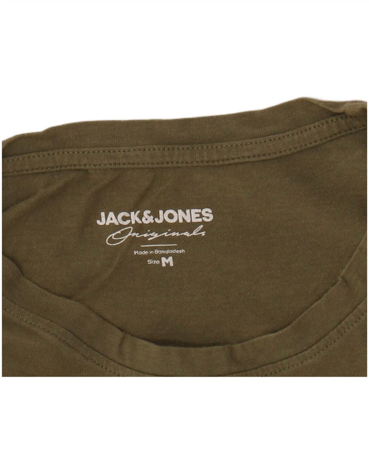 JACK & JONES Mens T-Shirt Top Medium Khaki Cotton