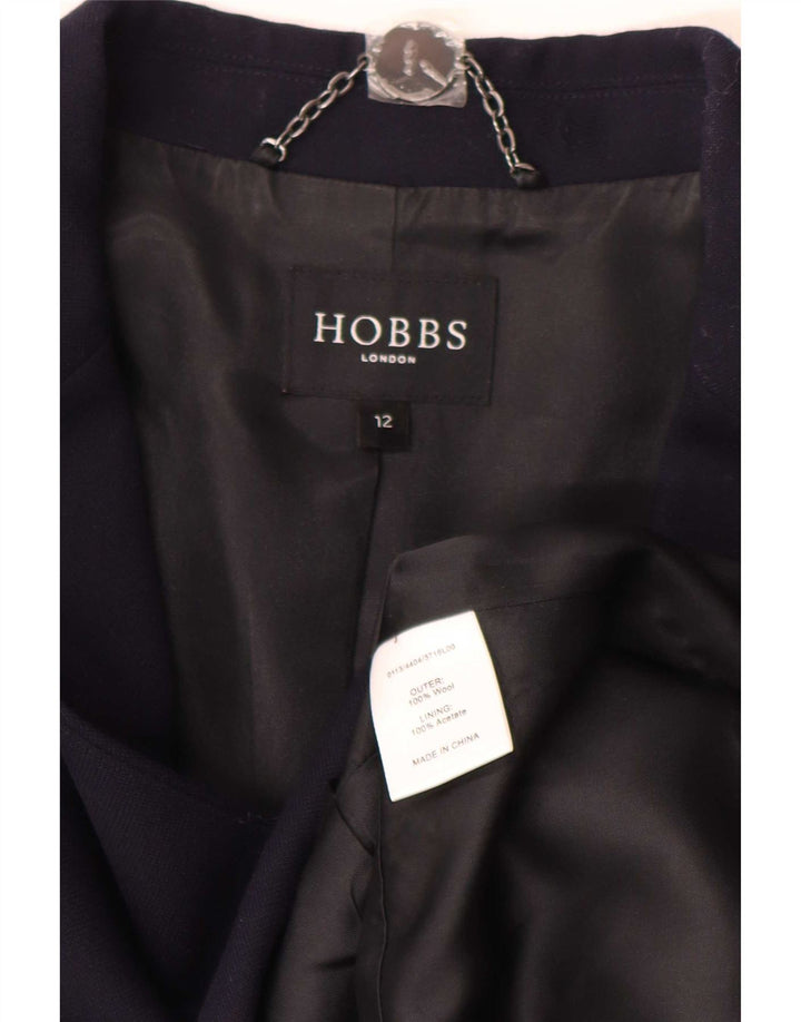 Hobbs Womens 1 Button Blazer Jacket UK 12 Medium Navy Blue Wool