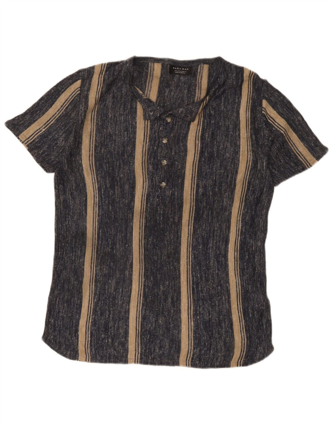 Zara Mens T-Shirt Top Small Grey Striped Acrylic