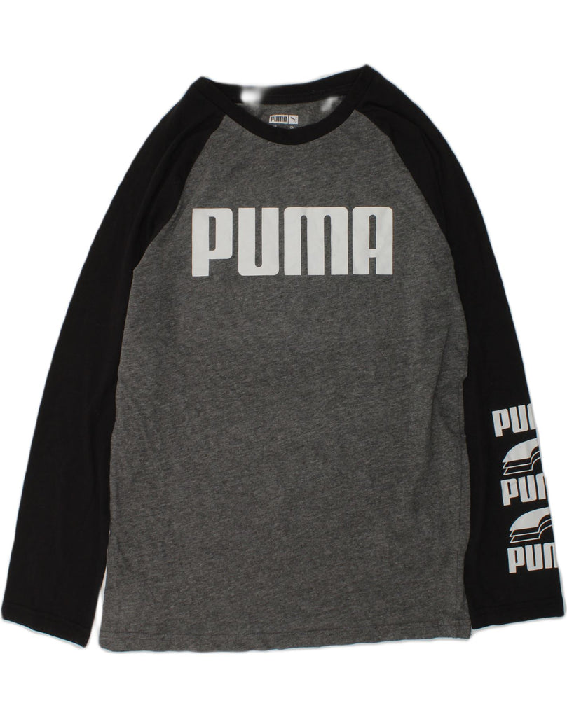 PUMA Boys Graphic Top Long Sleeve 14-15 Years Large  Grey Cotton | Vintage Puma | Thrift | Second-Hand Puma | Used Clothing | Messina Hembry 