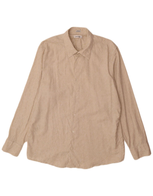 Calvin Klein Mens Shirt XL Beige Paisley Cotton