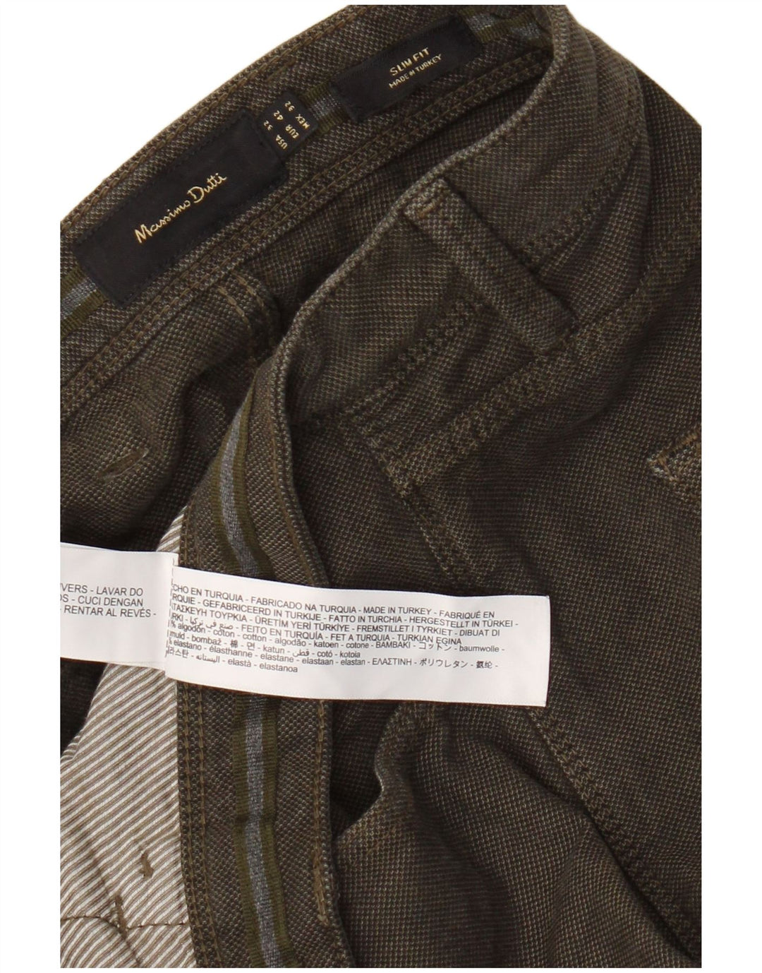 Massimo Dutti Mens Slim Fit Casual Trousers EU 42 Large W32 L32 Green