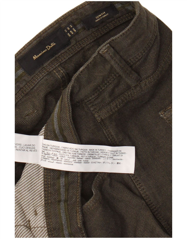 Massimo Dutti Mens Slim Fit Casual Trousers EU 42 Large W32 L32 Green