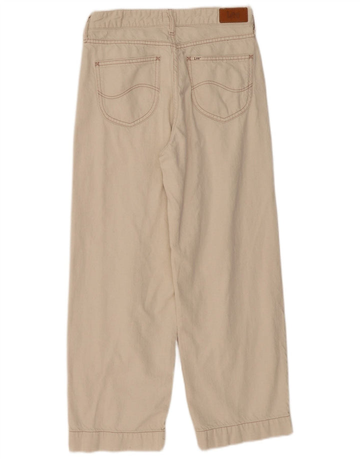 LEE Womens Crop Wide Leg Jeans W27 L25  Beige Cotton