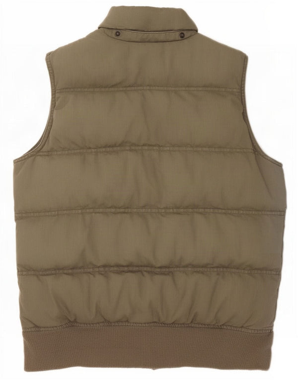 Fat Face Womens Padded Gilet UK 10 Small Khaki Cotton