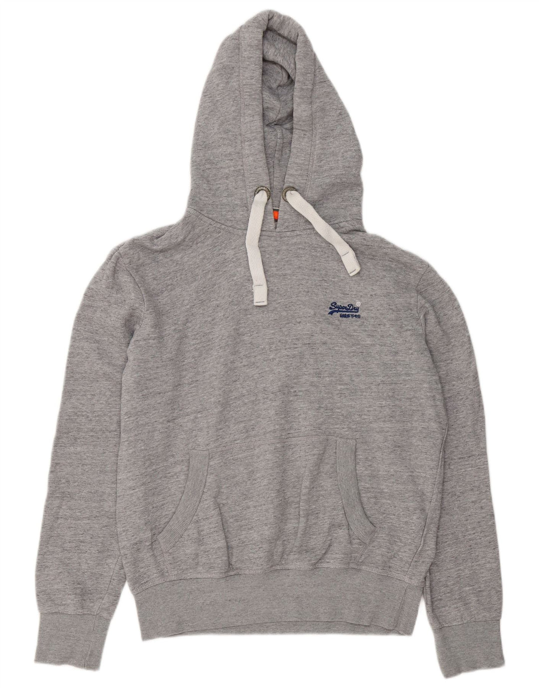 Superdry Mens Hoodie Jumper Large Grey Flecked Cotton