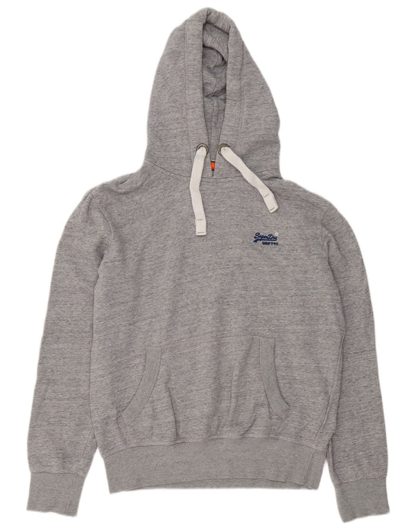Superdry Mens Hoodie Jumper Large Grey Flecked Cotton