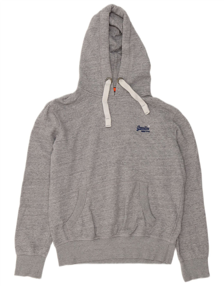 Superdry Mens Hoodie Jumper Large Grey Flecked Cotton