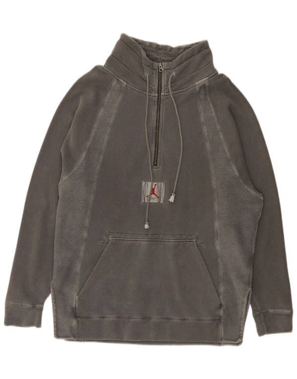 Jordan Mens Zip Neck Sweatshirt Jumper Medium Grey Cotton