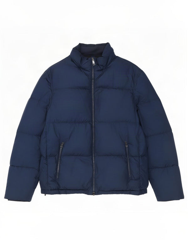Massimo Dutti Mens Padded Jacket UK 42 XL Navy Blue Polyester