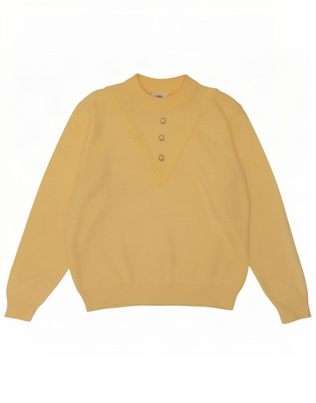 Snatch Womens Crew Neck Jumper Sweater UK 14 Medium Yellow Acrylic