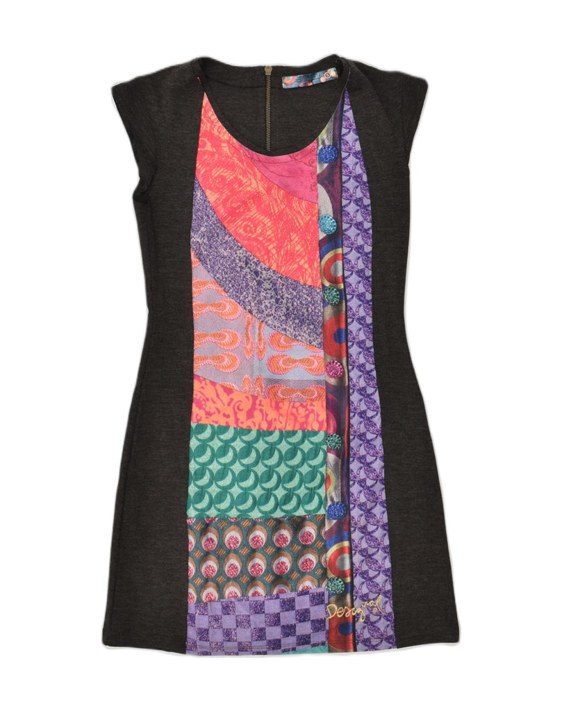 DESIGUAL Womens Sheath Dress UK 10 Small Black Patchwork Viscose | Vintage Desigual | Thrift | Second-Hand Desigual | Used Clothing | Messina Hembry 