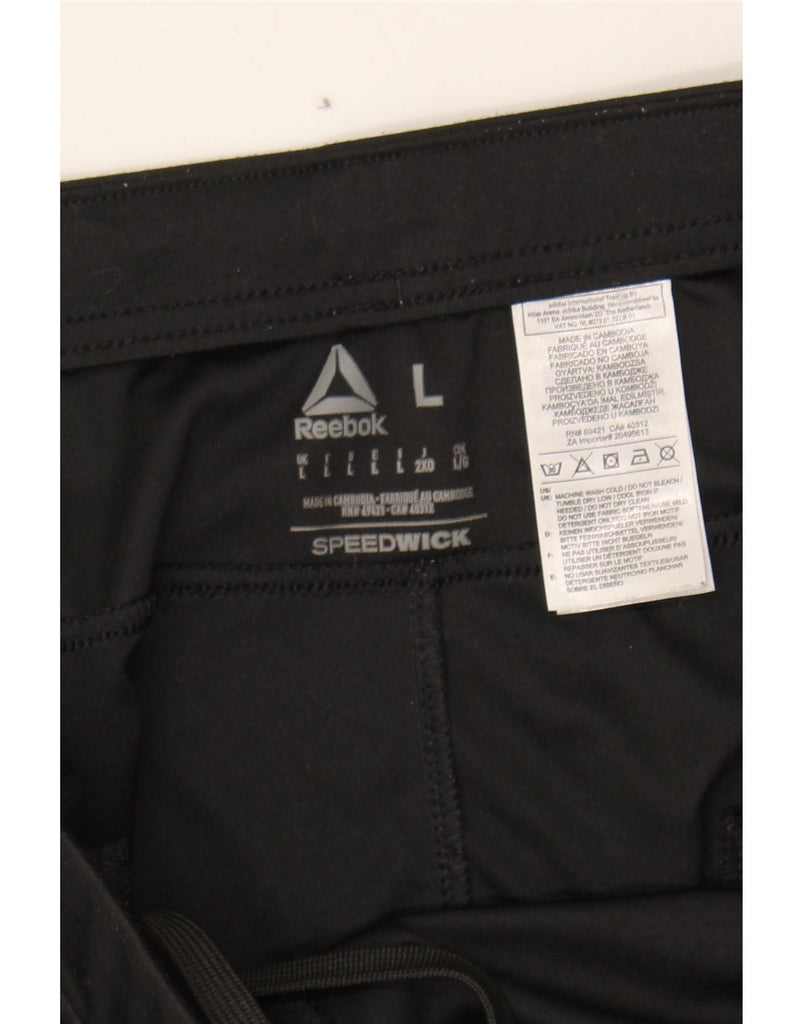 REEBOK Mens Sport Shorts Large  Black Polyester Vintage Reebok and Second-Hand Reebok from Messina Hembry 