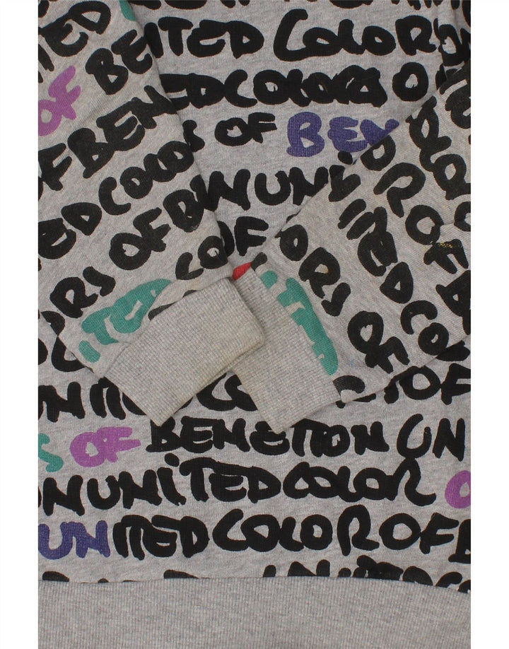 BENETTON Boys Abstract Pattern Zip Hoodie Sweater 6-7 Years Small Grey Vintage Benetton and Second-Hand Benetton from Messina Hembry 