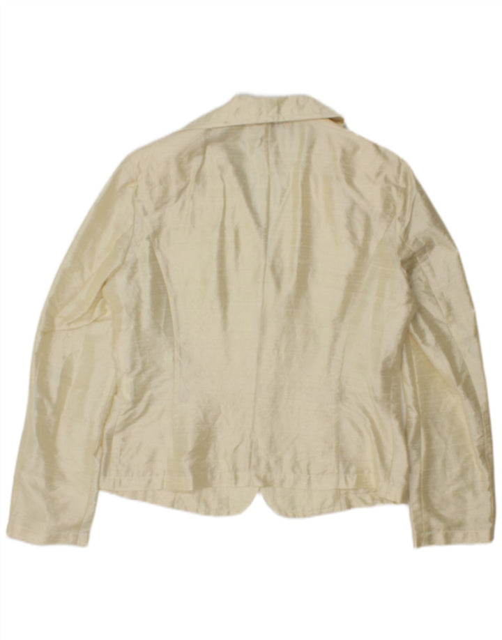 Vintage Womens 2 Button Blazer Jacket IT 44 Medium Yellow Silk