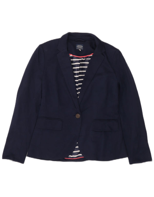 JOULES Womens 1 Button Blazer Jacket UK 10 Small Navy Blue Cotton