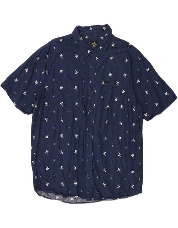 RIP CURL Mens Short Sleeve Shirt 3XL Navy Blue Floral Cotton