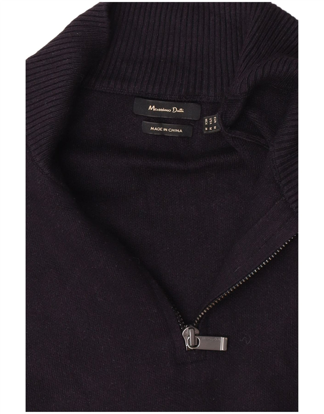 Massimo Dutti Mens Zip Neck Jumper Sweater Medium Navy Blue
