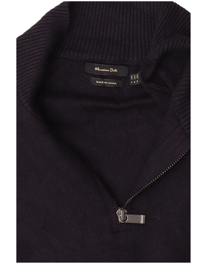 Massimo Dutti Mens Zip Neck Jumper Sweater Medium Navy Blue