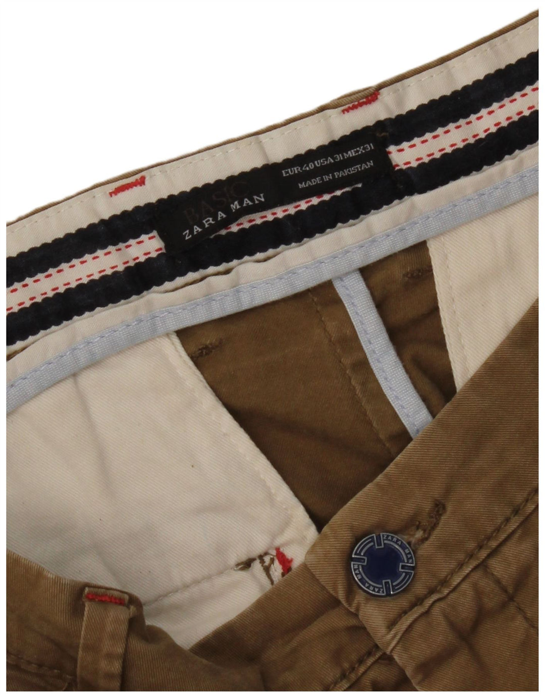 Zara Mens Slim Chino Trousers EU 40 Medium W31 L33 Brown