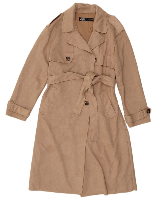 Zara Womens Trench Coat UK 14 Medium Beige Polyester