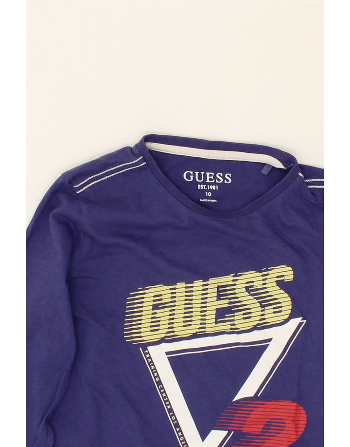 GUESS Boys Graphic Top Long Sleeve 9-10 Years Purple Cotton Vintage Guess and Second-Hand Guess from Messina Hembry 