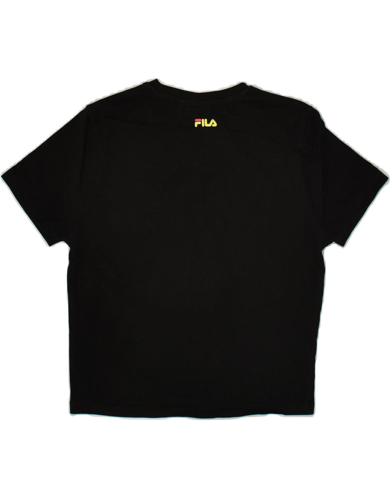 FILA Womens Crop Graphic T-Shirt Top UK 10 Small Black Cotton | Vintage Fila | Thrift | Second-Hand Fila | Used Clothing | Messina Hembry 