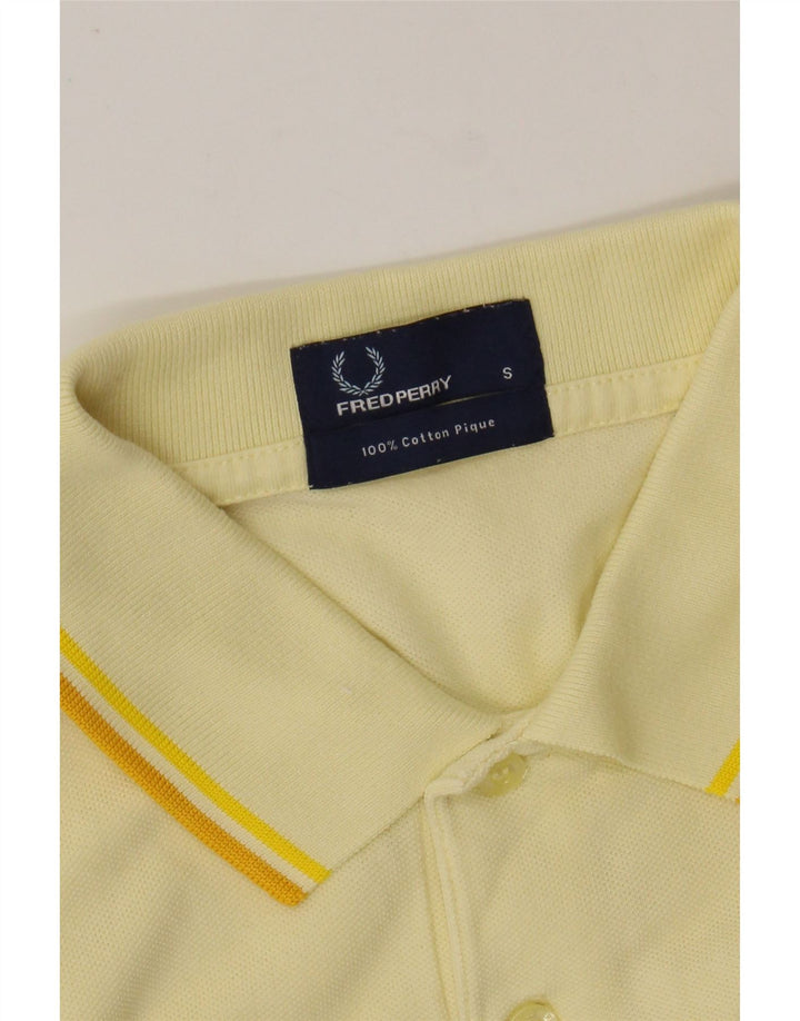 FRED PERRY Mens Polo Shirt Small Yellow Cotton