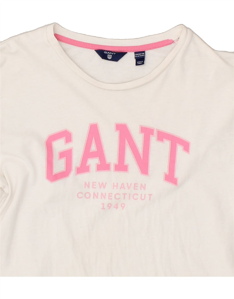 GANT Girls Graphic Top Long Sleeve 13-14 Years White Cotton | Vintage Gant | Thrift | Second-Hand Gant | Used Clothing | Messina Hembry 