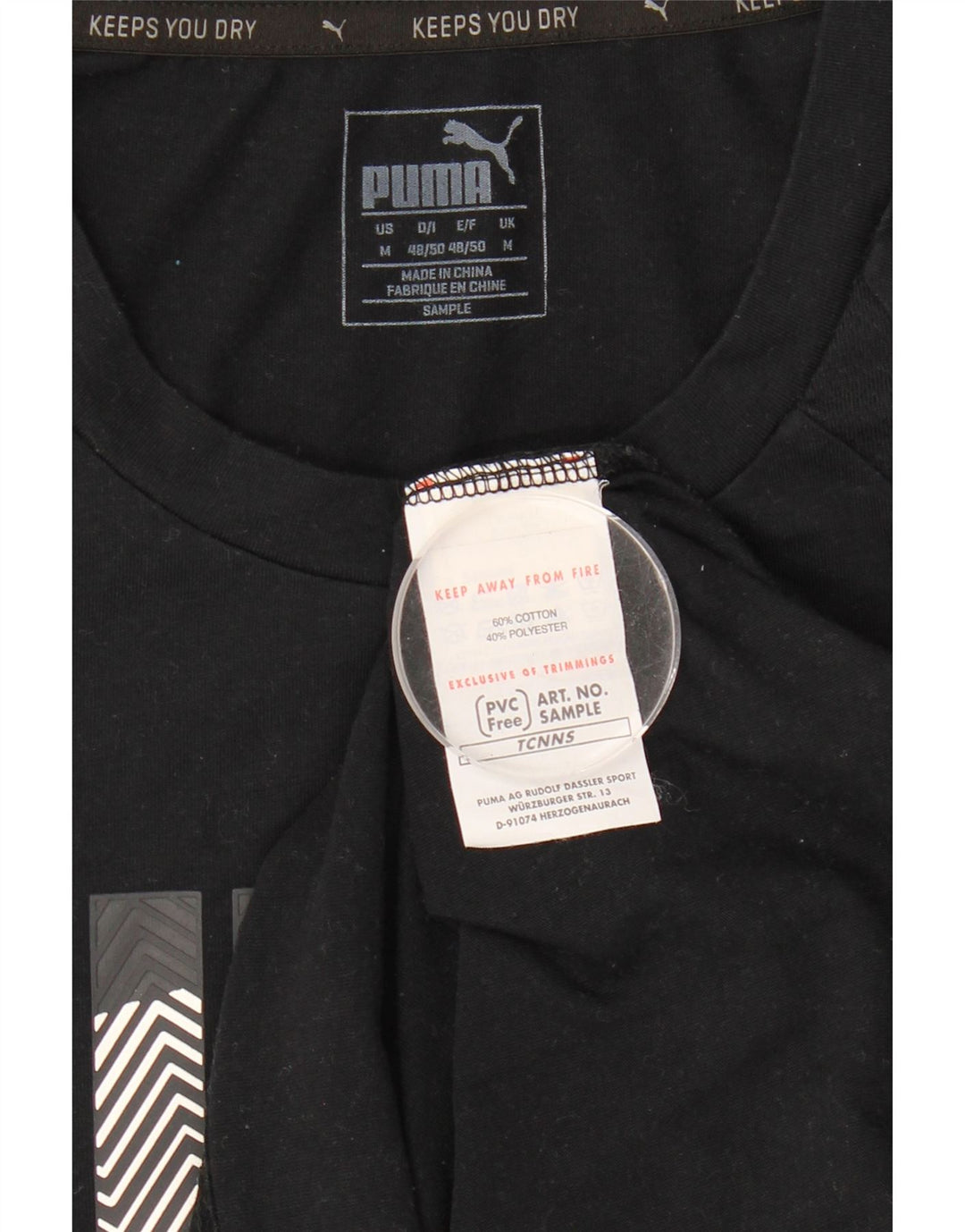 PUMA Mens Graphic T-Shirt Top Medium Black Cotton