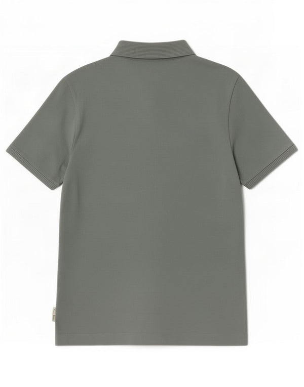 Marks & Spencer Mens Autograph Zip Neck Polo Shirt Medium Green Cotton