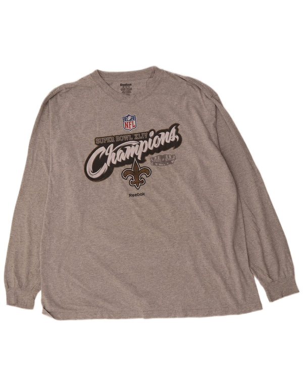 Reebok Mens New Orleans Saints Graphic Top Long Sleeve 2XL Grey Flecked