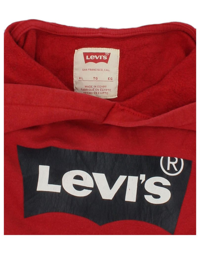 LEVI'S Girls Graphic Hoodie Jumper 15-16 Years XL Red Cotton | Vintage Levi's | Thrift | Second-Hand Levi's | Used Clothing | Messina Hembry 