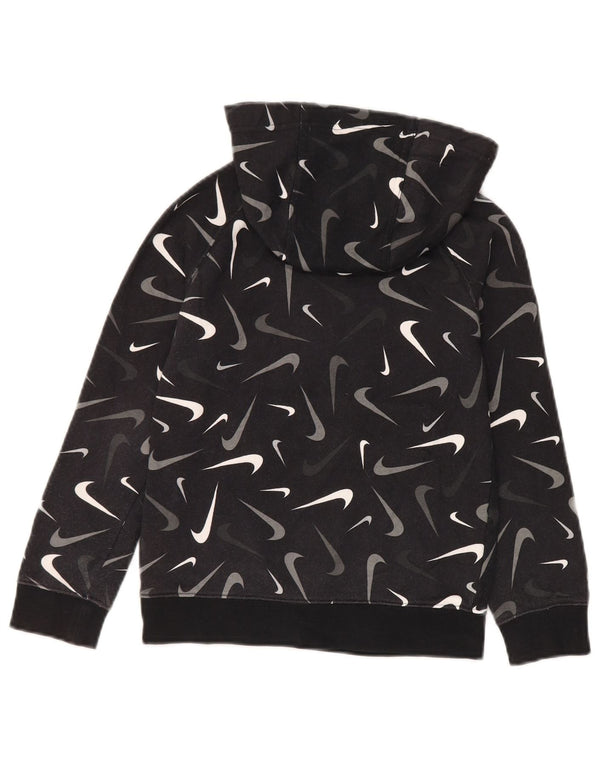 Nike Boys Graphic Hoodie Jumper 8-9 Years Small Black Cotton
