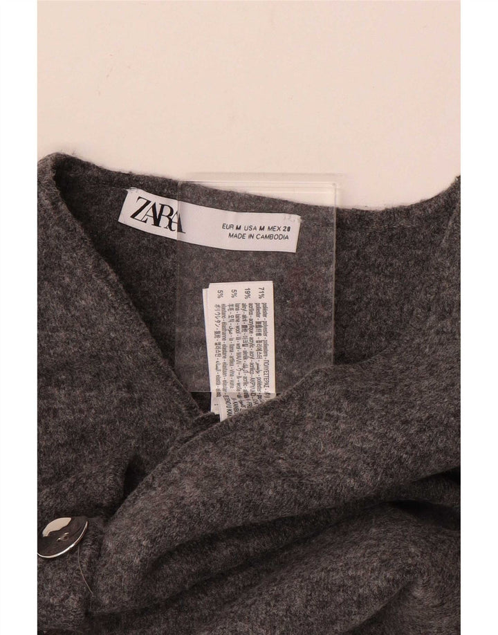 Zara Womens Knit Waistcoat UK 12 Medium Grey Polyester
