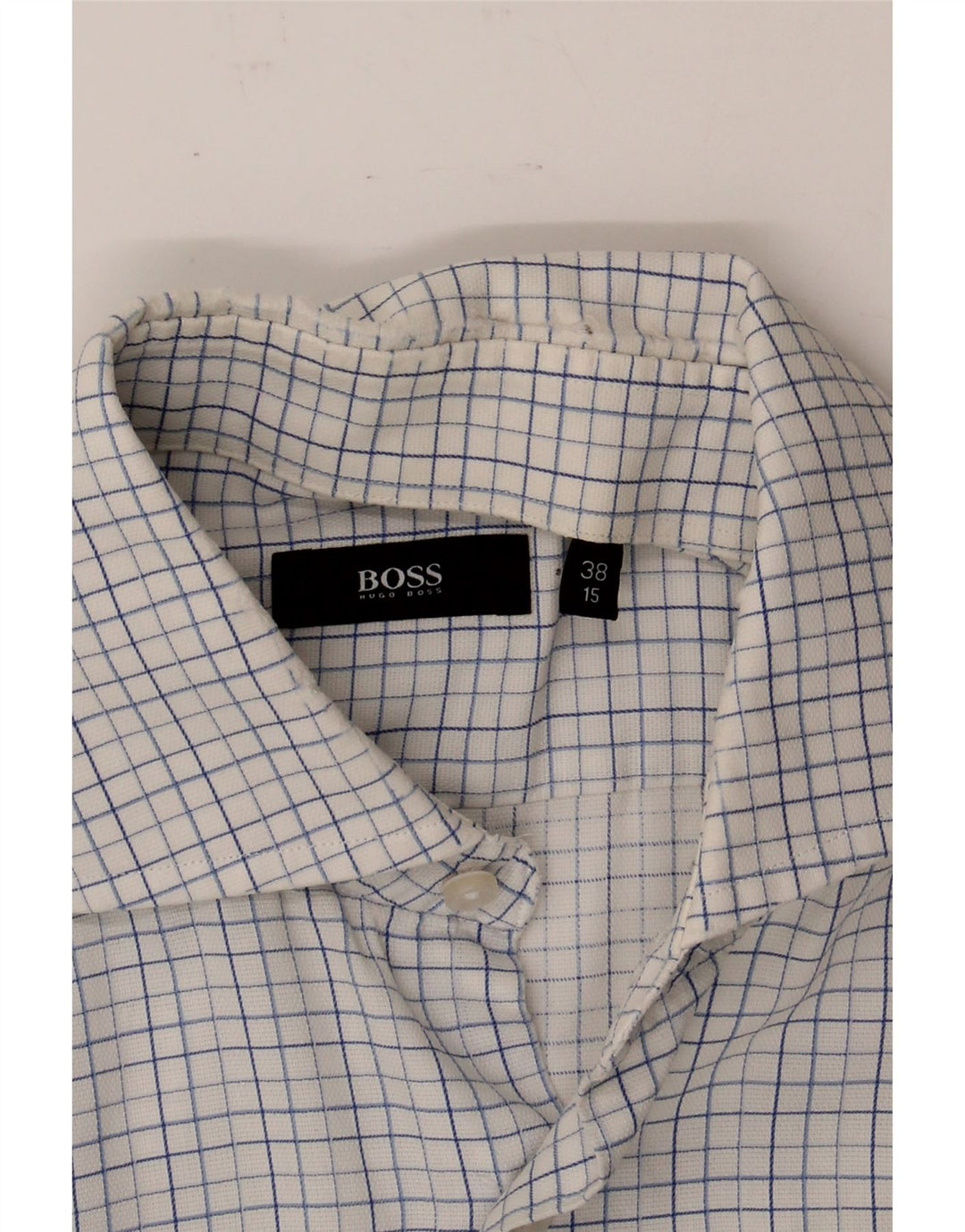 HUGO BOSS Mens Shirt Size 15 38 Medium White Check Cotton Vintage Hugo Boss and Second-Hand Hugo Boss from Messina Hembry 