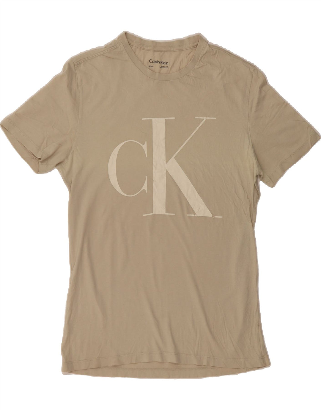 CALVIN KLEIN Mens Graphic T-Shirt Top Small Grey Cotton Vintage Calvin Klein and Second-Hand Calvin Klein from Messina Hembry 